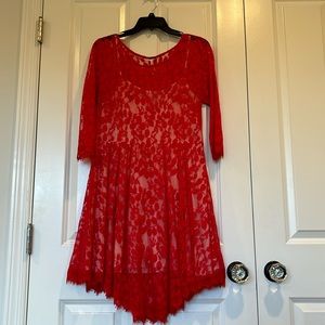Free People Red Mesh Dress